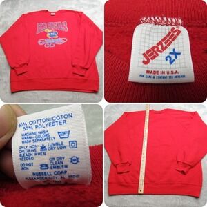Vintage Kansas Jayhawks Sweatshirt Mens 2X Red‎ Crewneck USA Made 90's RARE